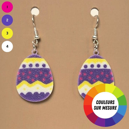 Boucle d'oreille en forme de Œuf avec crochets hypoallergéniques sans nickel