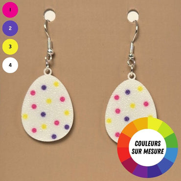 Boucle d'oreille en forme de Œuf avec crochets hypoallergéniques sans nickel
