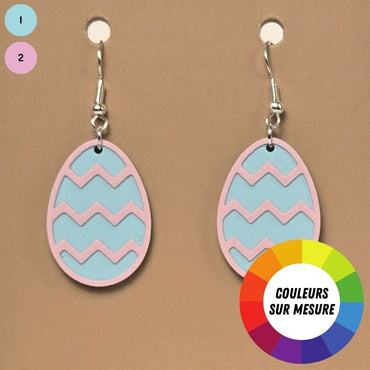 Boucle d'oreille en forme de Œuf avec crochets hypoallergéniques sans nickel