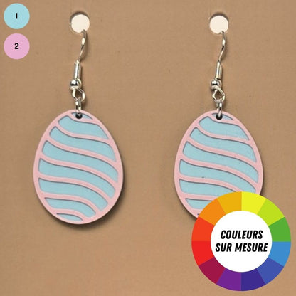 Boucle d'oreille en forme de Œuf avec crochets hypoallergéniques sans nickel