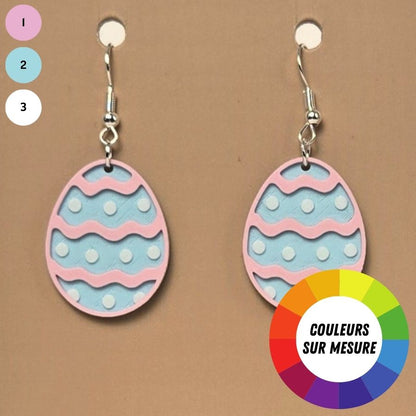 Boucle d'oreille en forme de Œuf avec crochets hypoallergéniques sans nickel