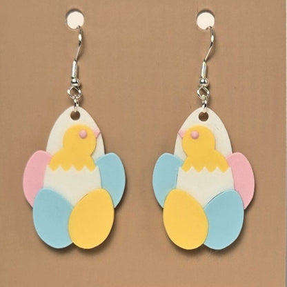Boucle d'oreille en forme de Œuf poussin avec crochets hypoallergéniques sans nickel