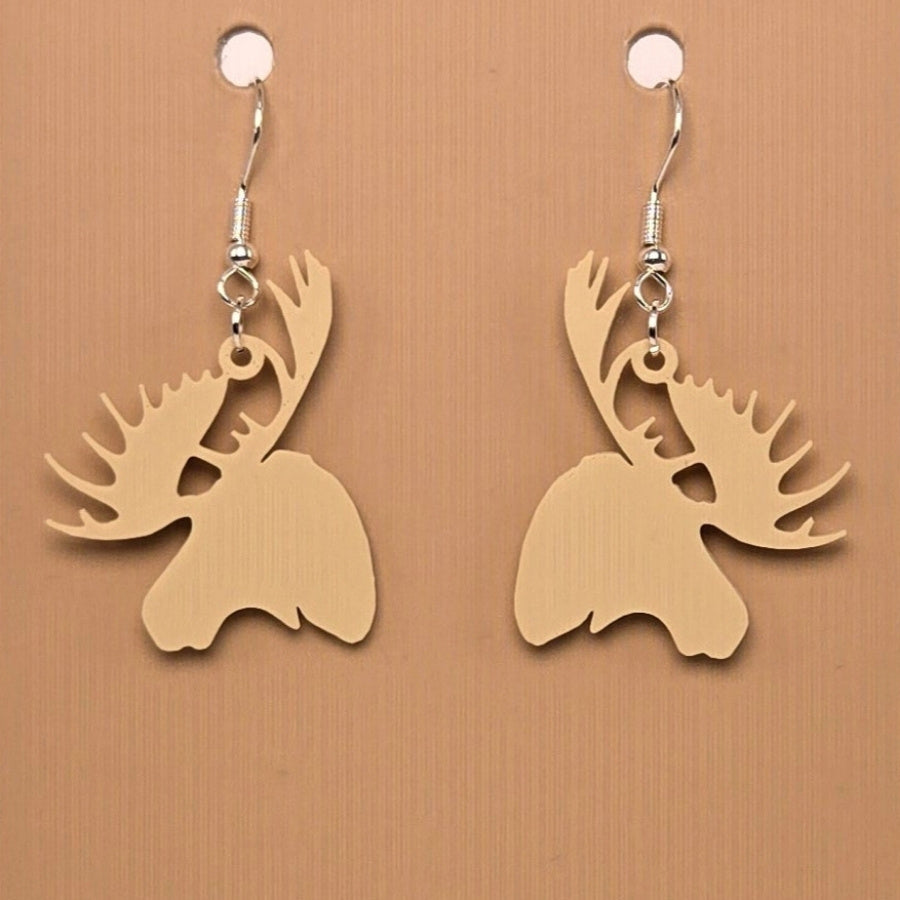 Boucle d'oreille en forme de Orignal avec crochets hypoallergéniques sans nickel