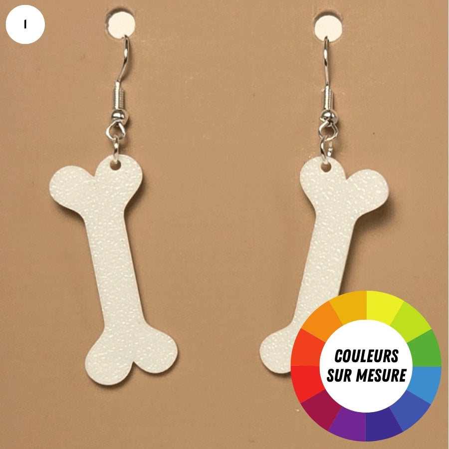 Boucle d'oreille en forme de Os grand avec crochets hypoallergéniques sans nickel