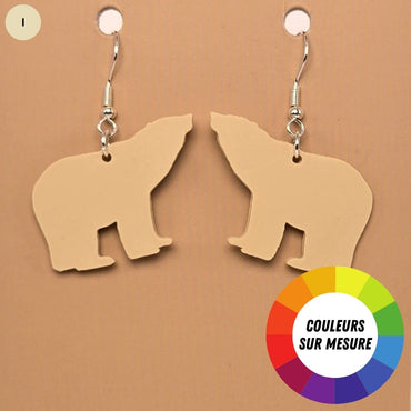 Boucle d'oreille en forme de Ours avec crochets hypoallergéniques sans nickel