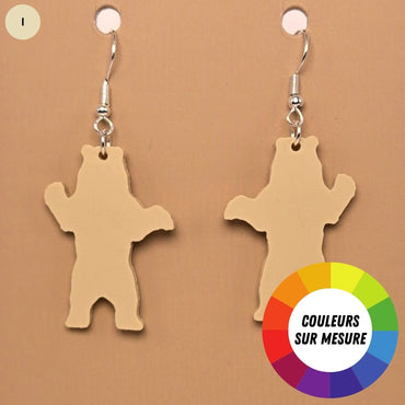 Boucle d'oreille en forme de Ours avec crochets hypoallergéniques sans nickel