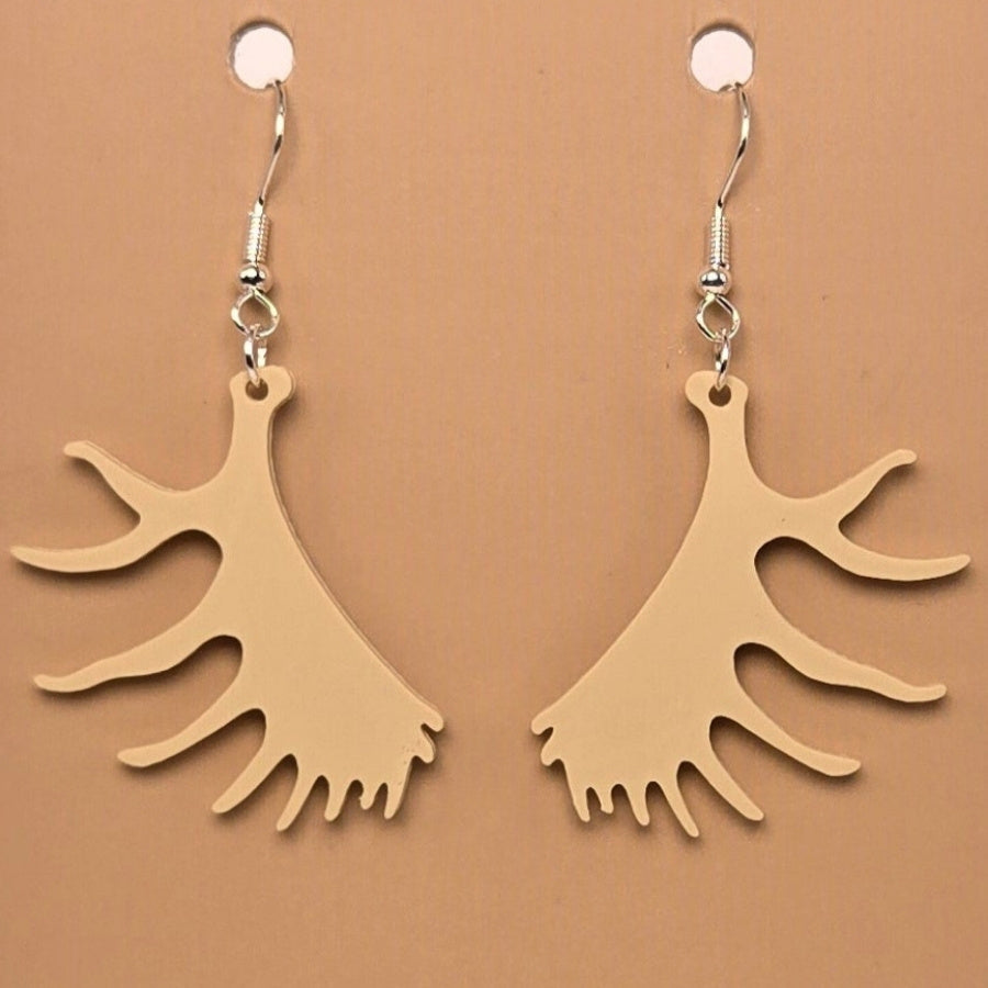 Boucle d'oreille en forme de Panache orignal avec crochets hypoallergéniques sans nickel