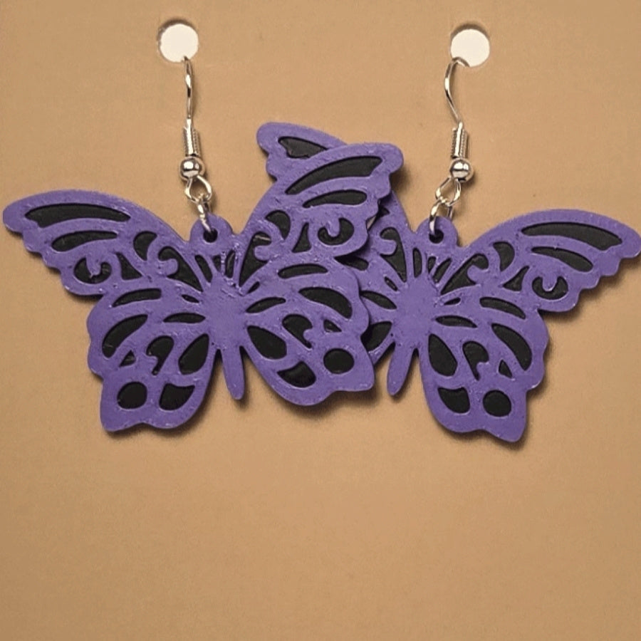 Boucle d'oreille en forme de Papillon avec crochets hypoallergéniques sans nickel