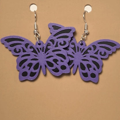 Boucle d'oreille en forme de Papillon avec crochets hypoallergéniques sans nickel