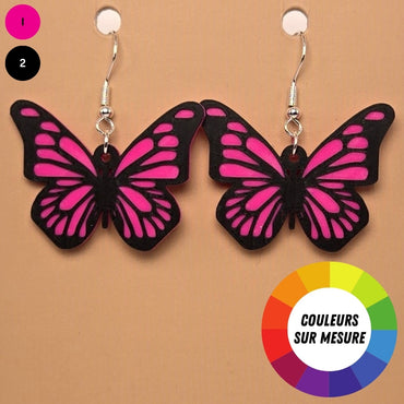 Boucle d'oreille en forme de Papillon avec crochets hypoallergéniques sans nickel