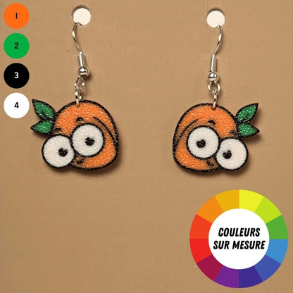 Boucle d'oreille en forme de Pêche Yeux avec crochets hypoallergéniques sans nickel