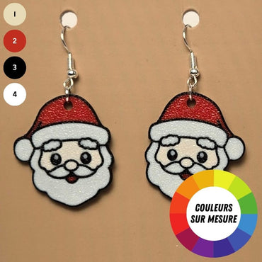 Boucle d'oreille en forme de Père Noël festive avec crochets hypoallergéniques sans nickel