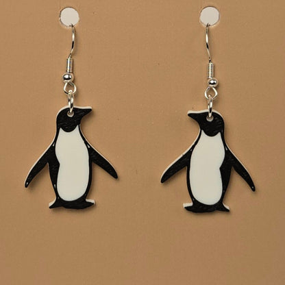 Boucle d'oreille en forme de Pingouin avec crochets hypoallergéniques sans nickel