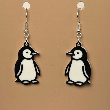 Boucle d'oreille en forme de Pingouin avec crochets hypoallergéniques sans nickel