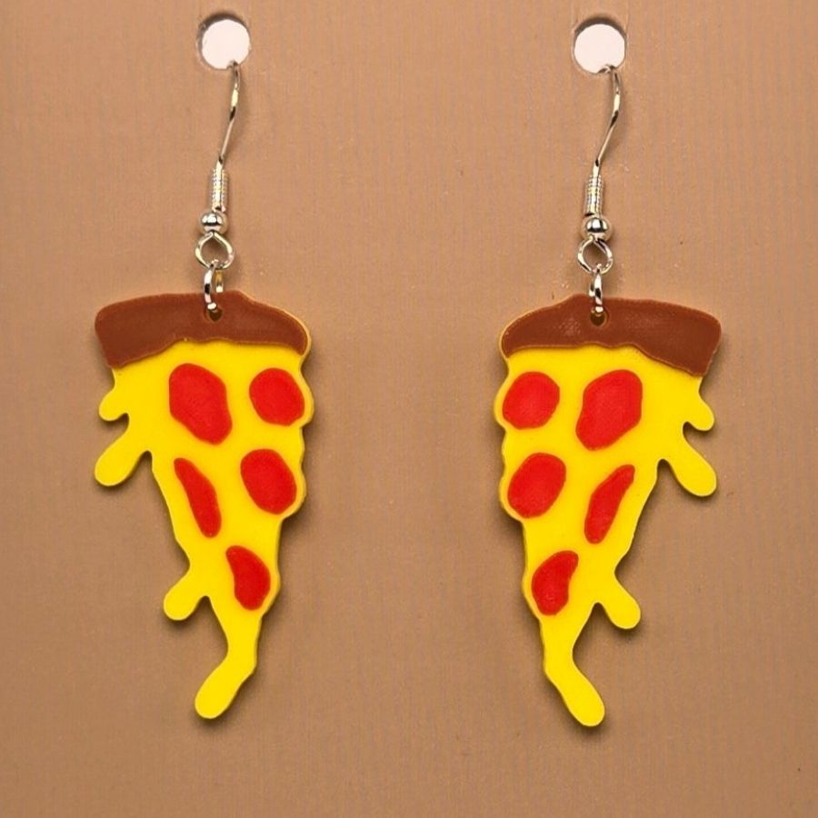 Boucle d'oreille en forme de Pizza avec crochets hypoallergéniques sans nickel