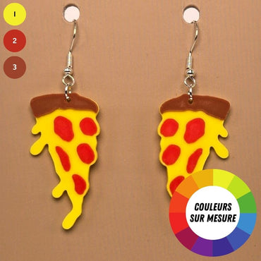 Boucle d'oreille en forme de Pizza avec crochets hypoallergéniques sans nickel