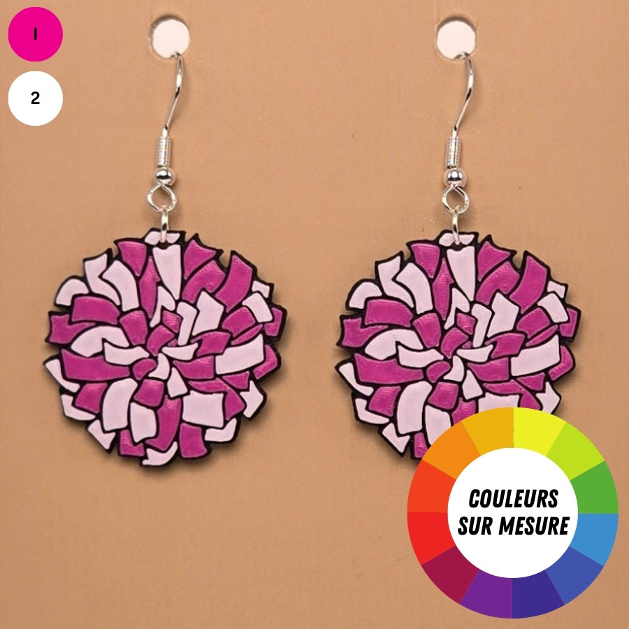 Boucle d'oreille en forme de Pom Pom avec crochets hypoallergéniques sans nickel