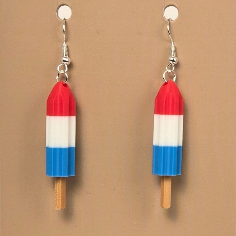 Boucle d'oreille en forme de Popsicle Firecraker avec crochets hypoallergéniques sans nickel