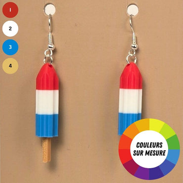 Boucle d'oreille en forme de Popsicle Firecraker avec crochets hypoallergéniques sans nickel