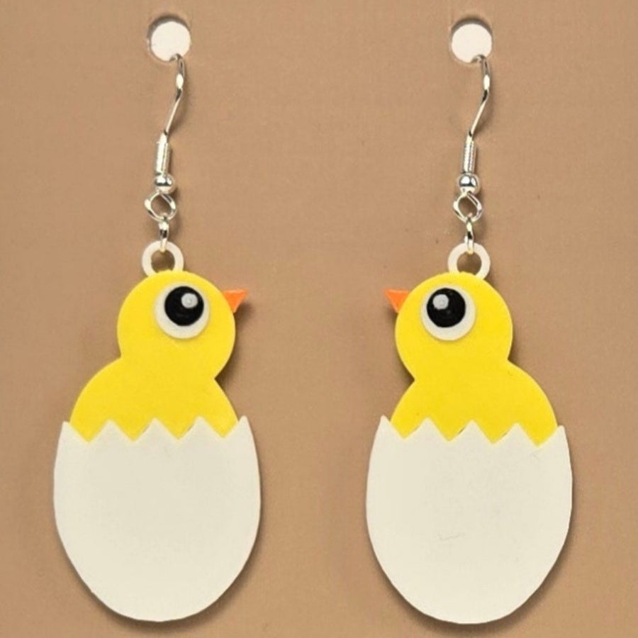 Boucle d'oreille en forme de Poussin avec crochets hypoallergéniques sans nickel