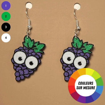 Boucle d'oreille en forme de Raisin Yeux avec crochets hypoallergéniques sans nickel