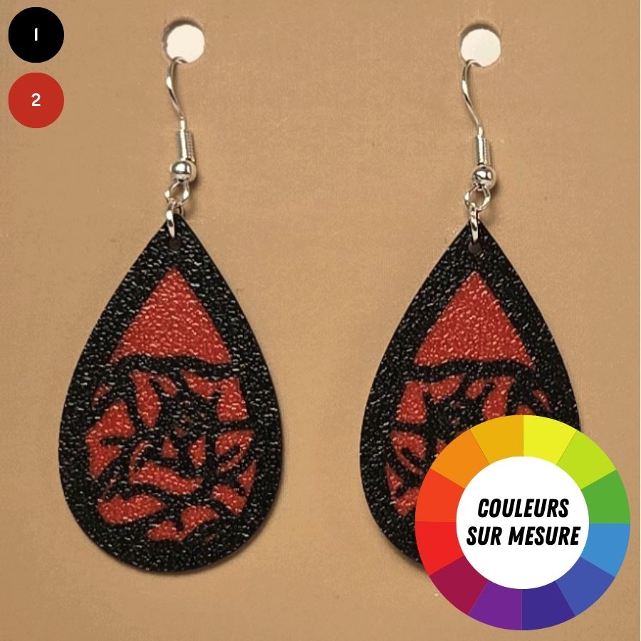 Boucle d'oreille en forme de Rose avec crochets hypoallergéniques sans nickel