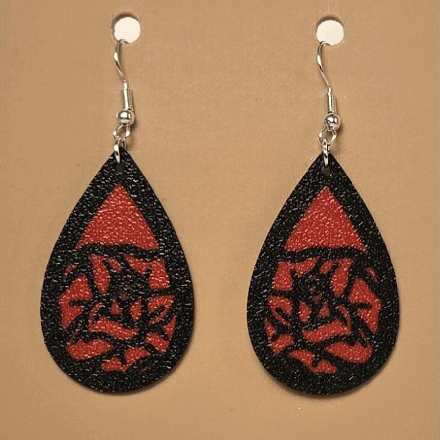 Boucle d'oreille en forme de Rose avec crochets hypoallergéniques sans nickel