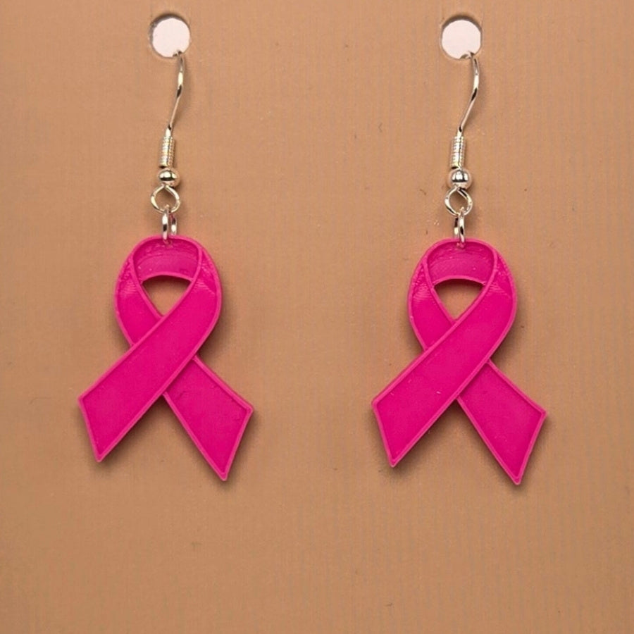 Boucle d'oreille en forme de Ruban contre le cancer avec crochets hypoallergéniques sans nickel