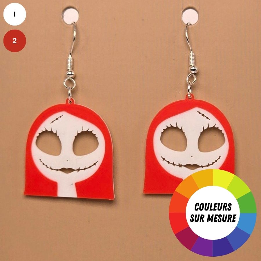 Boucle d'oreille en forme de Sally avec crochets hypoallergéniques sans nickel