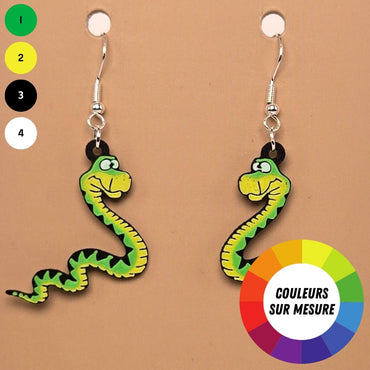 Boucle d'oreille en forme de Serpent avec crochets hypoallergéniques sans nickel