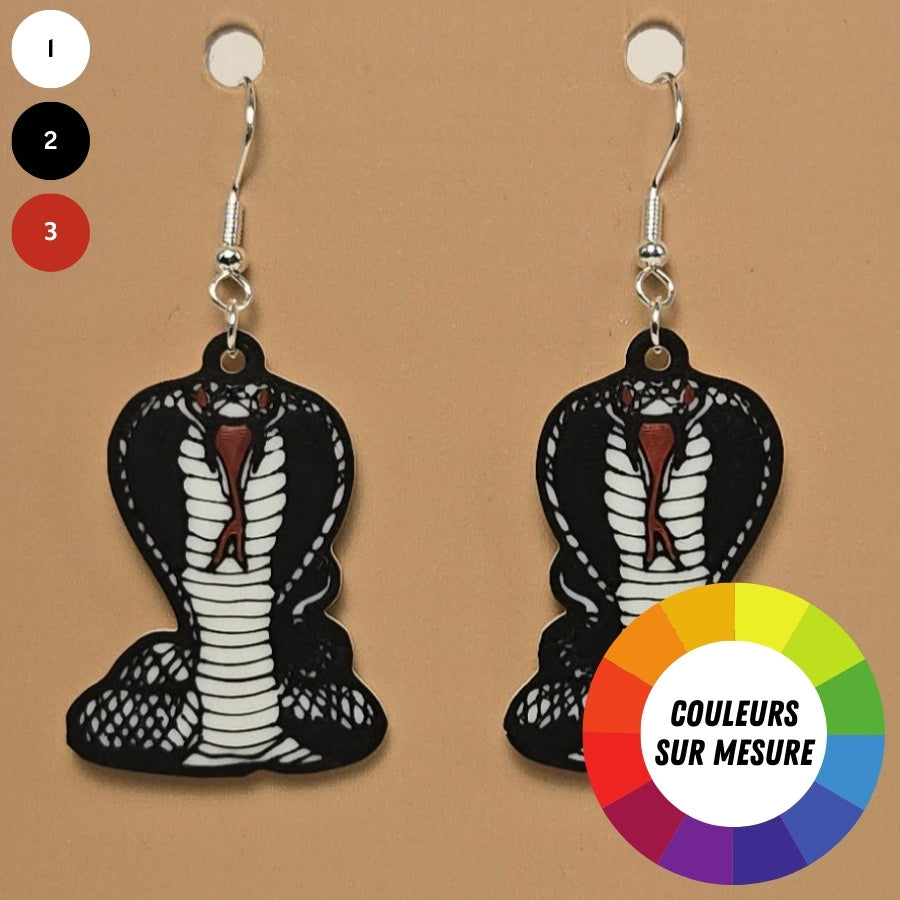 Boucle d'oreille en forme de Serpent avec crochets hypoallergéniques sans nickel