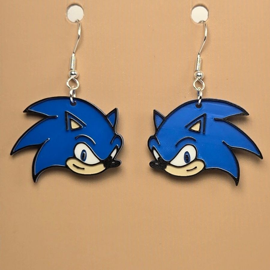 Boucle d'oreille en forme de Sonic avec crochets hypoallergéniques sans nickel