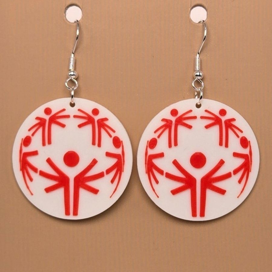 Boucle d'oreille en forme de Special Olympics avec crochets hypoallergéniques sans nickel