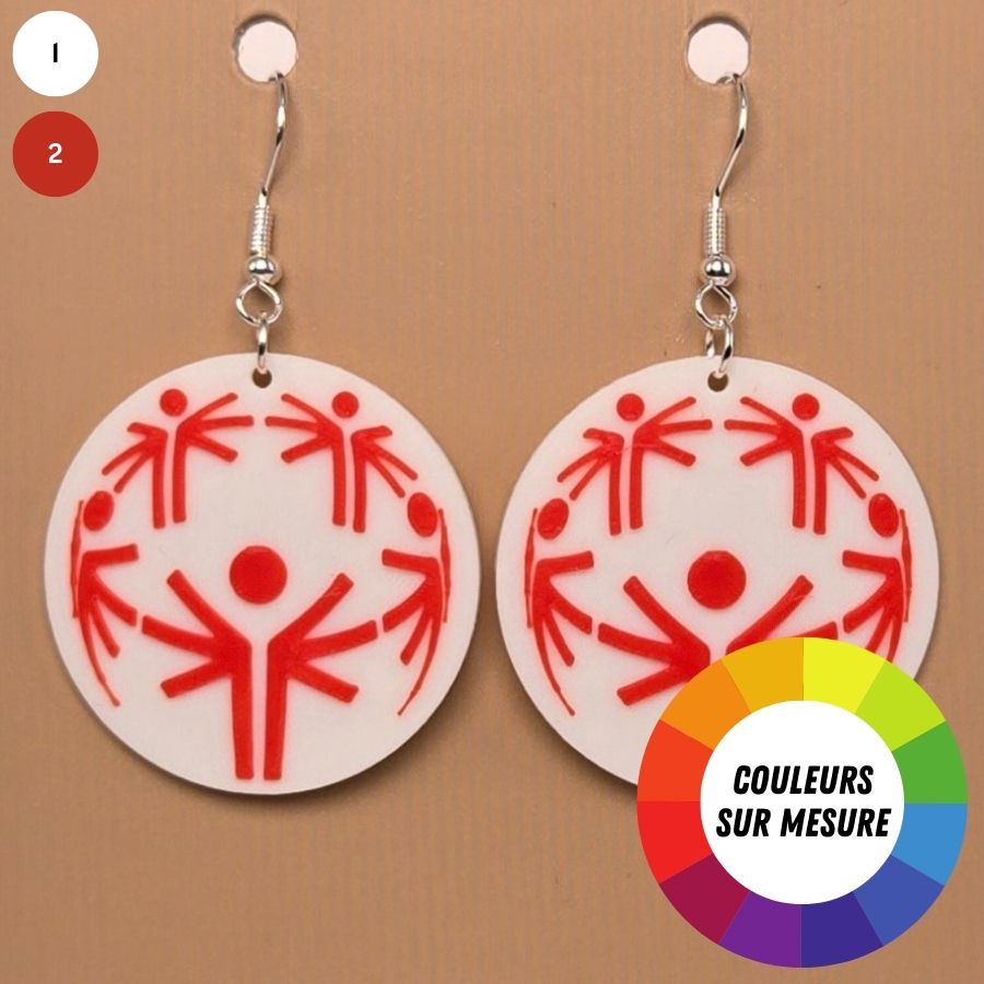 Boucle d'oreille en forme de Special Olympics avec crochets hypoallergéniques sans nickel