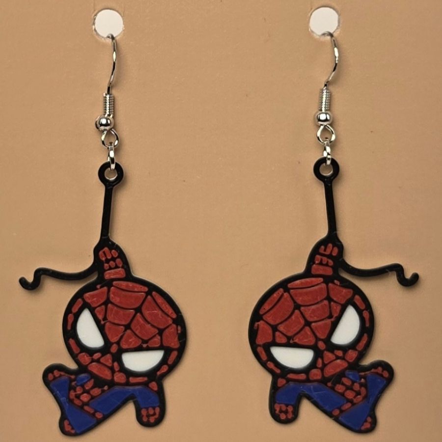 Boucle d'oreille en forme de Spider-Man avec crochets hypoallergéniques sans nickel