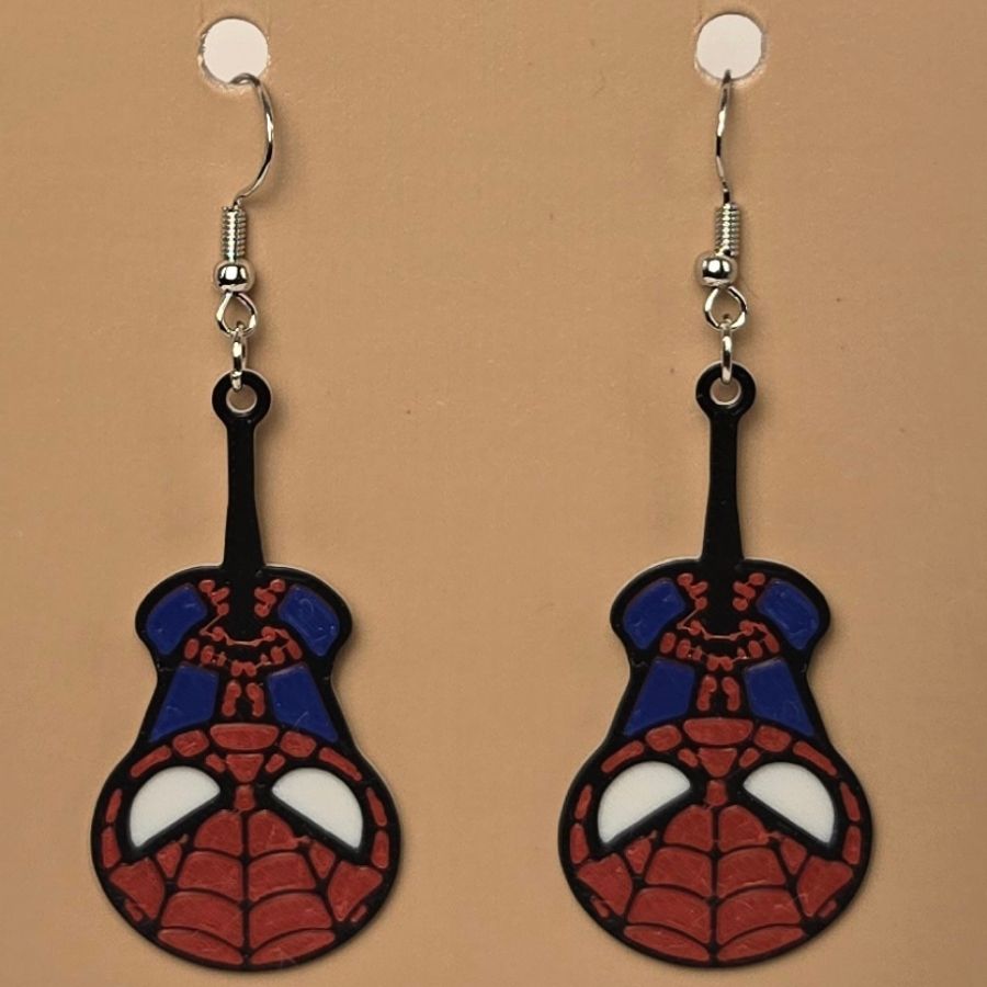 Boucle d'oreille en forme de Spider-Man avec crochets hypoallergéniques sans nickel