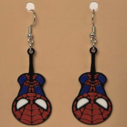Boucle d'oreille en forme de Spider-Man avec crochets hypoallergéniques sans nickel