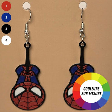 Boucle d'oreille en forme de Spider-Man avec crochets hypoallergéniques sans nickel