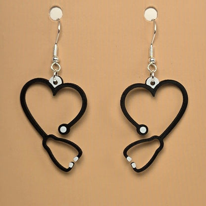 Boucle d'oreille en forme de Stéthoscope avec crochets hypoallergéniques sans nickel