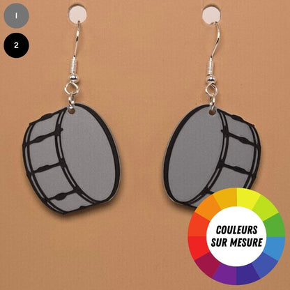 Boucle d'oreille en forme de Tambour avec crochets hypoallergéniques sans nickel