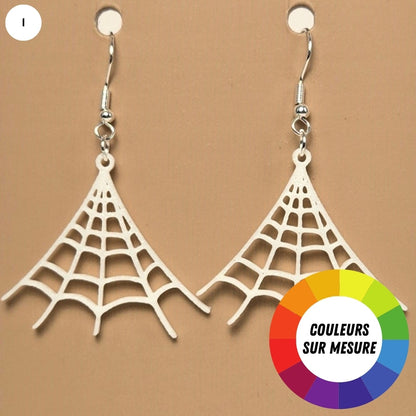 Boucle d'oreille en forme de Toile Araignée avec crochets hypoallergéniques sans nickel