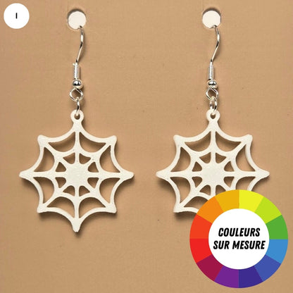 Boucle d'oreille en forme de Toile Araignée avec crochets hypoallergéniques sans nickel