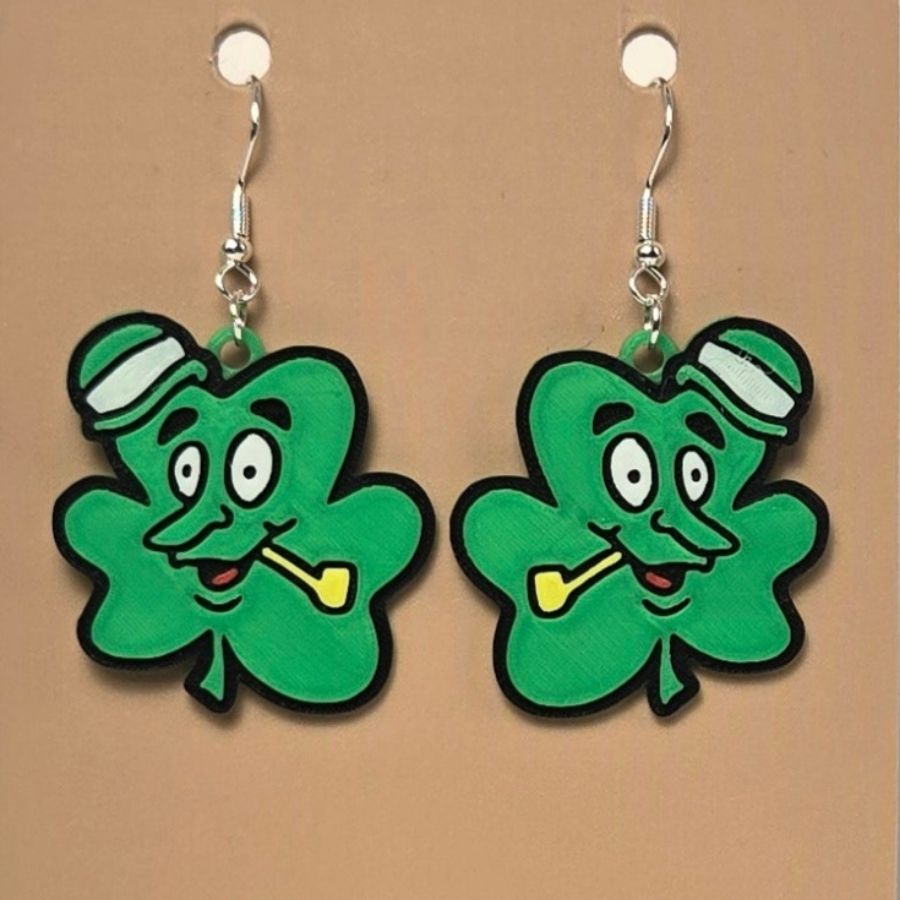 Boucle d'oreille en forme de trèfle 3 feuilles symbolique avec crochets hypoallergéniques sans nickel