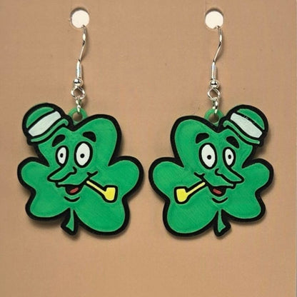 Boucle d'oreille en forme de trèfle 3 feuilles symbolique avec crochets hypoallergéniques sans nickel