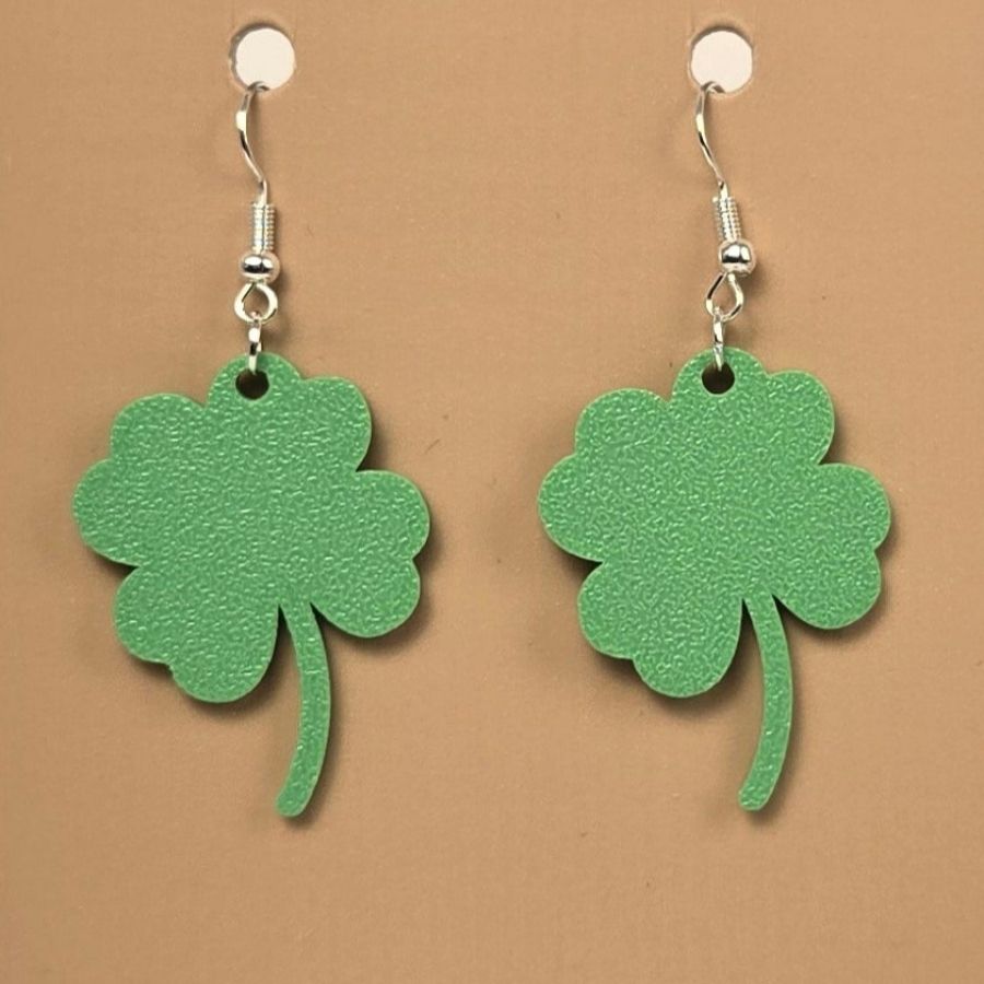 Boucle d'oreille en forme de trèfle 4 feuilles porte-bonheur avec crochets hypoallergéniques sans nickel