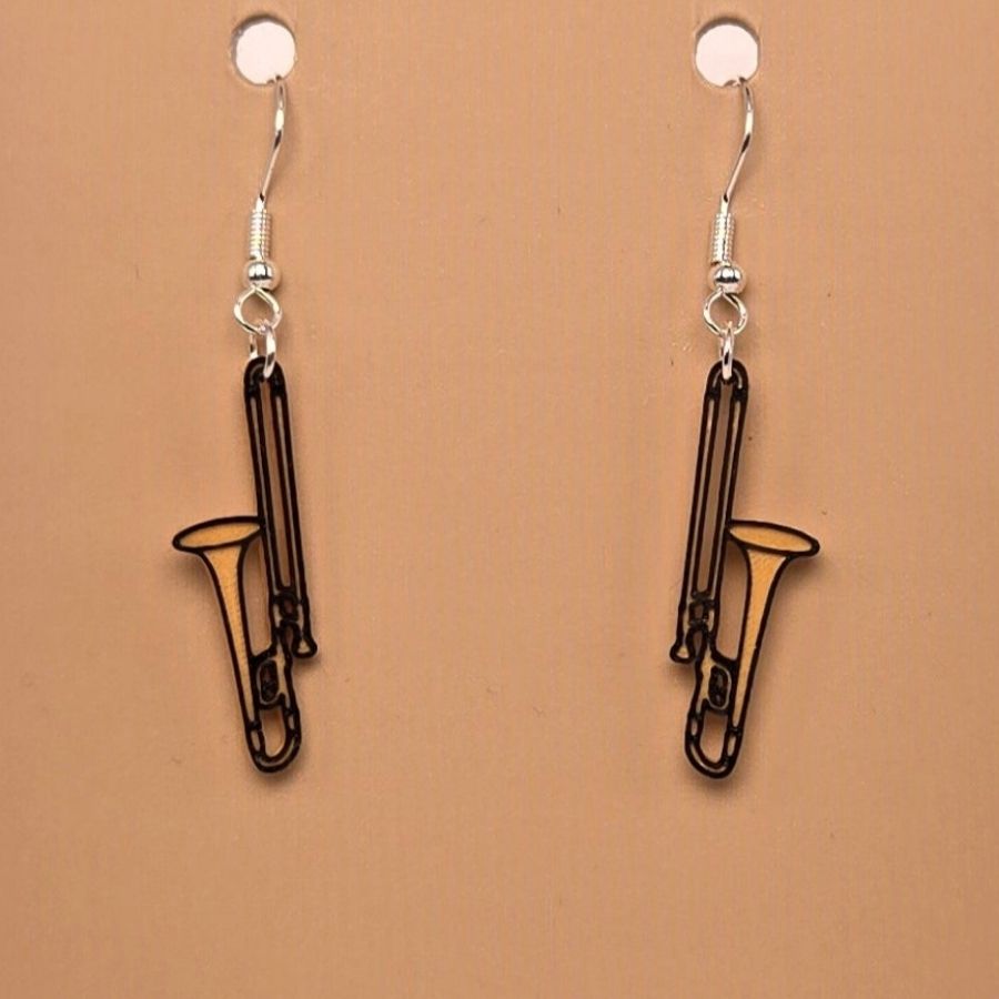 Boucle d'oreille en forme de Trombone avec crochets hypoallergéniques sans nickel