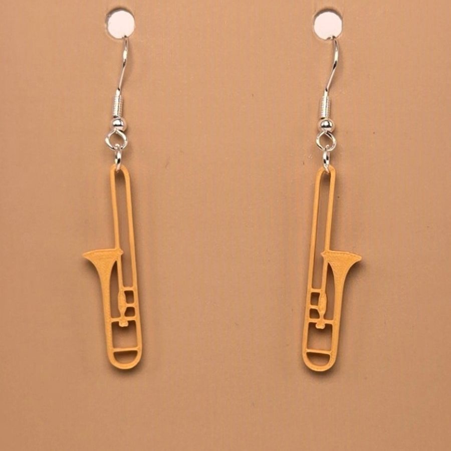 Boucle d'oreille en forme de Trombone avec crochets hypoallergéniques sans nickel