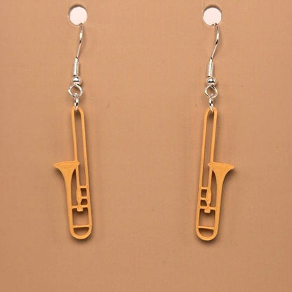Boucle d'oreille en forme de Trombone avec crochets hypoallergéniques sans nickel