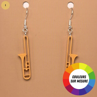 Boucle d'oreille en forme de Trombone avec crochets hypoallergéniques sans nickel