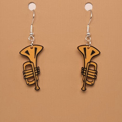 Boucle d'oreille en forme de Trompette avec crochets hypoallergéniques sans nickel